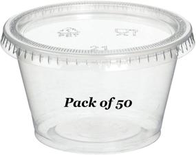 img 1 attached to Reditainer - Plastic Disposable Portion Cups - Jello Shot Cup - Perfect Souffle Cup – 4 Ounce (50 Cups with Lids)