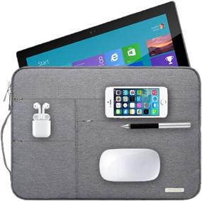 img 4 attached to 👜 Audirex Water Resistant Laptop Tablet Sleeve Handbag for 12 - 13.3 Inch MacBook Air, MacBook Pro Retina 2012 - 2019, 12.9 Inch iPad Pro, Surface Pro 6 5 4, New Surface Pro (Grey)