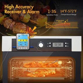 img 2 attached to 🌡️ Whousewe Large LCD Backlight Kitchen Oven Smoker Instant Read Digital Meat Thermometer, 48in Wire Dual Probe with Alarm Set for Cooking, Baking, Turkey, BBQ