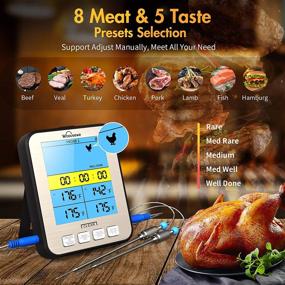 img 1 attached to 🌡️ Whousewe Large LCD Backlight Kitchen Oven Smoker Instant Read Digital Meat Thermometer, 48in Wire Dual Probe with Alarm Set for Cooking, Baking, Turkey, BBQ