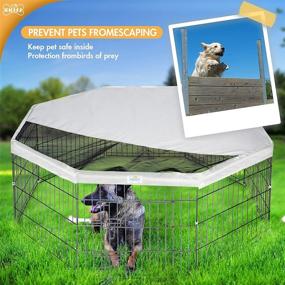 img 3 attached to XKISS Pet Playpen Mesh Fabric Top Cover - 🐾 36/24 Inch, Provides Shade & UV/Rain Protection, Playpen Not Included