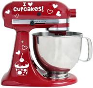 🧁 i love cupcakes vinyl decals for kitchen mixers - cupcake design stickers in white - spruce up your baking space! logo