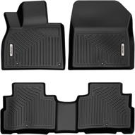 2020-2022 kia telluride floor mats: oedro premium tpe all-weather guards - full set liners for 1st and 2nd row, unique black design logo