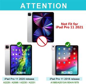 img 2 attached to Чехол для iPad Pro 11 2020 и 2018 с держателем для карандаша, военного класса [15 футов на прочность падения] - Черный+Розовый