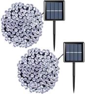 🎄 waterproof outdoor solar christmas lights – 2 pack, 33ft each, 100 led solar string lights in white – 8 modes solar twinkle lights for garden, yard, trees, parties, patios, fences, holidays, weddings logo