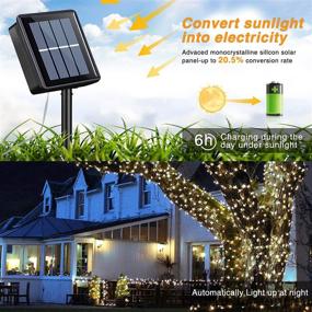 img 3 attached to 🎄 Waterproof Outdoor Solar Christmas Lights – 2 Pack, 33ft Each, 100 LED Solar String Lights in White – 8 Modes Solar Twinkle Lights for Garden, Yard, Trees, Parties, Patios, Fences, Holidays, Weddings