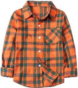 img 4 attached to Toddlers Flannel Button Sleeve Little Boys' Tops, Tees & Shirts