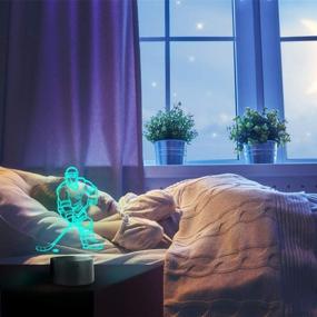 img 2 attached to 🏒 7 Colors, Timer Function, & Dimmable Ice Hockey Player Night Light for Kids: Remote & Touch Control LED Bedside Lamp for Hockey Lovers & Fans