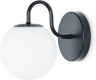 💡 black industrial bedroom wall sconce - indoor wall light fixture with globe glass for bathroom kitchen living room vanity hallway (bulb not included) логотип