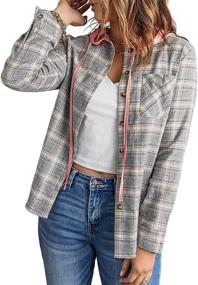 img 4 attached to 👩 Plaid Shacket Coats for Women - Stylish Long Sleeve Button Down Jacket with Casual Blouse Tops