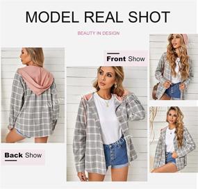 img 2 attached to 👩 Plaid Shacket Coats for Women - Stylish Long Sleeve Button Down Jacket with Casual Blouse Tops