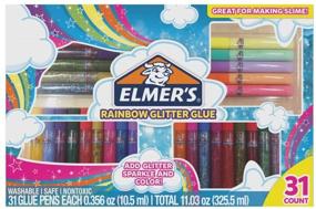 img 4 attached to 🌈 Elmer’s Rainbow Glitter Glue Pen Set, Assorted Colors, 0.356 oz Each, Pack of 31 - Ideal for Slime Making