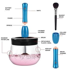 img 3 attached to 💙 Dotsog Pro 2021: Ultimate Electric Makeup Brush Cleaner and Dryer - Wash and Dry in Seconds! Automatic Brush Spinner for all Brushes, Blue - 1 Rubber Collar Fits 5-25mm Brushes