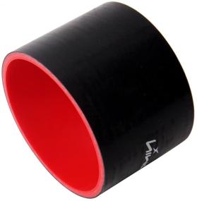 img 1 attached to 🔴 Hiwowsport 3-Inch Length 4-Ply Straight Coupler Silicone Hose Black+Red with T-Clamp - Inner Diameter 3.0" (76mm)