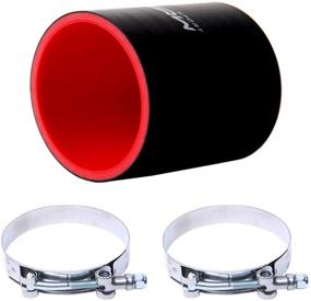 img 4 attached to 🔴 Hiwowsport 3-Inch Length 4-Ply Straight Coupler Silicone Hose Black+Red with T-Clamp - Inner Diameter 3.0" (76mm)