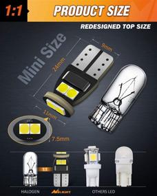 img 2 attached to 🔆 Nilight 194 LED Bulb, T10 T15 168 2828 W5W, White 6000K, Vehicle Interior Dome Map Door Courtesy Marker Cabin License Plate Lights, 10-Pack