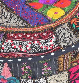 img 1 attached to 🪑 Indian Ottoman Pouf Cover - Jaipur Textile Hub Vintage Cotton Patchwork Traditional Hippie Boho Room Décor