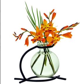 img 1 attached to 🌸 Romantic Decor: G82F Recycled Glass Floral Vase, Incense & Reed Holder with Metal Stand, 4" Lime Green - Enhance Your Ambience!