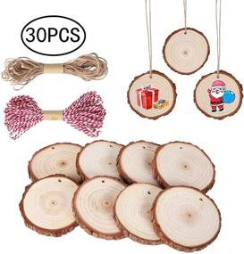 img 2 attached to 🎨 FEZZIA Pre-drilled Wood Slices 30 Pcs 2.8-3.1 inches Unfinished Round Natural Wood Slices for DIY Crafts, Painting, Wedding, Christmas Ornaments, Wood Crafts Gifts, Decorations, Labels