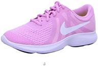 👟 nike revolution running pink cool grey white girls' athletic shoes: superior style and performance! logo