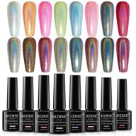 🌈 mizhse holographic gel polish set, galaxy gloss nail lacquer with iridescent glitter, laser gel polish, nail art pigment kit for salon and home manicure - 8pcs, curing required, unicorn mirror laser effect logo