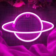 🪐 planet neon sign led light - illuminate your space with battery and usb powered neon wall lights, enhancing bedroom, kids room décor for parties, christmas, birthdays in vibrant pink логотип