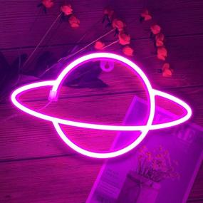 img 3 attached to 🪐 Planet Neon Sign LED Light - Illuminate Your Space with Battery and USB Powered Neon Wall Lights, Enhancing Bedroom, Kids Room Décor for Parties, Christmas, Birthdays in Vibrant Pink