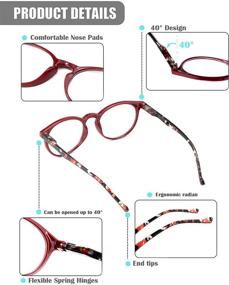 img 1 attached to 👓 MDee 3-Pack of Women's Classics Round Blue Light Blocking Reading Glasses with Ladies Spring Hinges