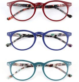 img 4 attached to 👓 MDee 3-Pack of Women's Classics Round Blue Light Blocking Reading Glasses with Ladies Spring Hinges