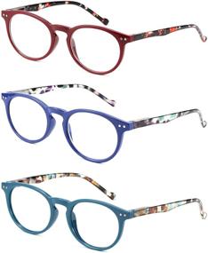 img 3 attached to 👓 MDee 3-Pack of Women's Classics Round Blue Light Blocking Reading Glasses with Ladies Spring Hinges