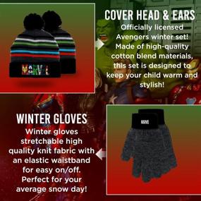 img 3 attached to Cozy Marvel Avengers Kids Winter Hats and Snow Gloves Set for Boys and Toddlers: Mittens, Beanie & Fluffy Pom Pom!