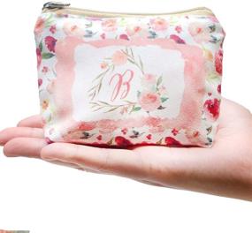 img 1 attached to POPUCT Women's Canvas Mini Card Holder Coin Purse with Zipper (Flower/2-Pack)