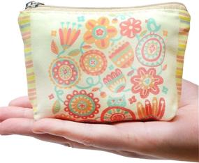 img 2 attached to POPUCT Women's Canvas Mini Card Holder Coin Purse with Zipper (Flower/2-Pack)