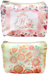 img 4 attached to POPUCT Women's Canvas Mini Card Holder Coin Purse with Zipper (Flower/2-Pack)