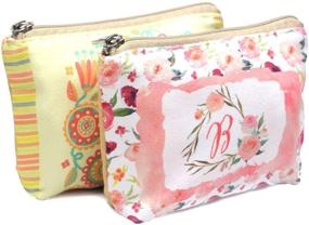 img 3 attached to POPUCT Women's Canvas Mini Card Holder Coin Purse with Zipper (Flower/2-Pack)