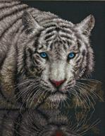 🐯 dimensions into the light white tiger cross stitch kit - 11"x14", 14 count black aida logo