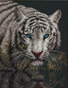 img 1 attached to 🐯 Dimensions Into The Light White Tiger Cross Stitch Kit - 11"x14", 14 Count Black Aida