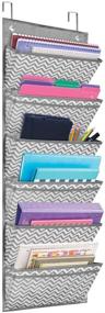 img 4 attached to Eamay Hanging File Organizer: Over Door Pocket Chart for Classroom, School, and Home Use - Wave Pattern Design with 2 Door Hangers Included