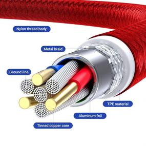 img 1 attached to 🔌 Drtopey USB Magnetic Charging Cable [5 Pack 3ft/3ft/6ft/6ft/10ft] 2-in-1 Nylon Braided Cord Compatible with Micro USB and USB C Devices (Red)