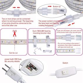 img 2 attached to 🔥 EULOCA LED Light Strip Kit: Waterproof IP65, 2700K Warm White, 110V, Flexible, 900 SMD 2835 LEDs, UL Listed Power Supply