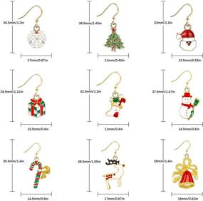 img 3 attached to 🎅 9 Pairs Christmas Dangle Earrings - Hypoallergenic Rhinestone Hooks for Women & Girls - Santa Claus, Elk, Snowman, and More Xmas Gifts