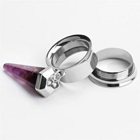 img 1 attached to KUBOOZ Amethyst Stone Stainless Steel Stretcher Piercings for Women's Jewelry