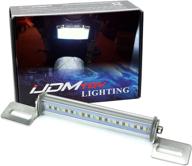 🏍️ enhance your motorcycle's license plate with ijdmtoy xenon white led license plate frame light featuring 18 high power smd led emitters - universal fit for suzuki, harley, honda, kawasaki, yamaha. angle adjustable license lamp. logo