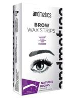 vegan andmetics brow wax strips – natural hair removal with aloe vera (8 strips + 🌱 4 calming wipes) – cold wax – patented strips – convenient & fast – suitable for all logo