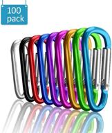 🔒 upins 100pcs durable multicolor aluminum carabiner clips pack with locking spring hooks - ideal for keychains and outdoor activities логотип