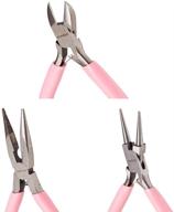🔧 sunnyclue 3pcs professional precision jewelry pliers tool set for diy jewelry making - side cutters, long chain nose pliers with cutter, round nose pliers in pink logo