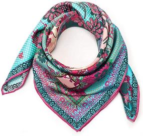 img 4 attached to 🧣 Mulberry Bandana Headscarf Turquoise - Women's Accessories in Scarves & Wraps by INAINI