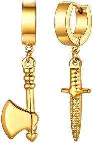 img 4 attached to Минималистские серьги FaithHeart Asymmetry Earrings Golden