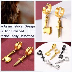 img 1 attached to Минималистские серьги FaithHeart Asymmetry Earrings Golden