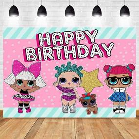 img 2 attached to 🎀 5x3ft Hot Pink Toy Dolls Girl Photo Background - Birthday Party Decorations, Vinyl Green Stripe Photography Backdrop, Baby Shower Banner Supplies, Candy Table Photo Booth Props, Perfect for Baby Girls Surprise Happy Birthday Celebration